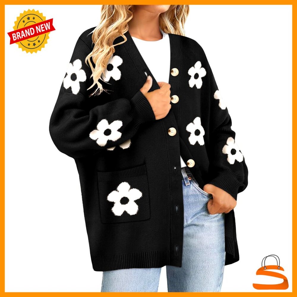 Oversized Open Front Cardigan Knitted Sweater Coat Long Sleeve Chic Winter